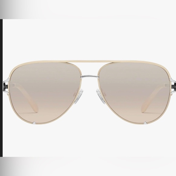 Quay Women's High Key Twist Silver Champagne Flash Aviator Sunglasses new - Picture 1 of 12